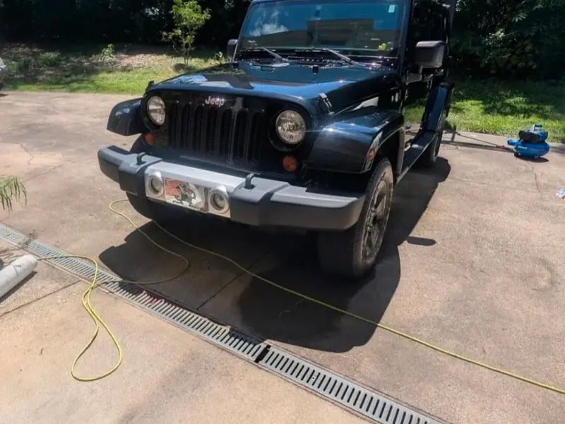 Black Jeep Wrangler after a detail